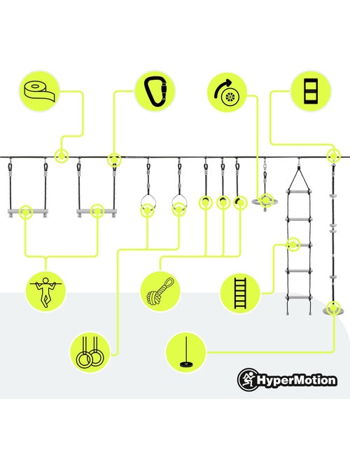 Percurso de obstáculos ninja hypermotion para treino e diversão ao ar livre - Kiabi