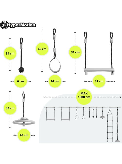 Percurso de obstáculos ninja hypermotion para treino e diversão ao ar livre - Kiabi