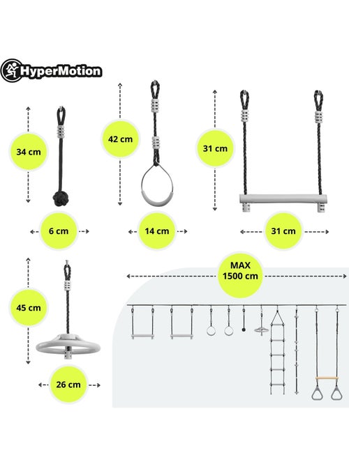 Percurso de obstáculos ninja infantil hypermotion com slackline e 9 obstáculos - Kiabi