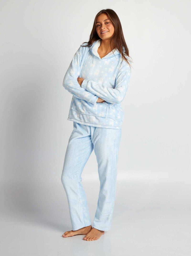 Pijama - Em malha de peluche  - 2 peças AZUL - Kiabi