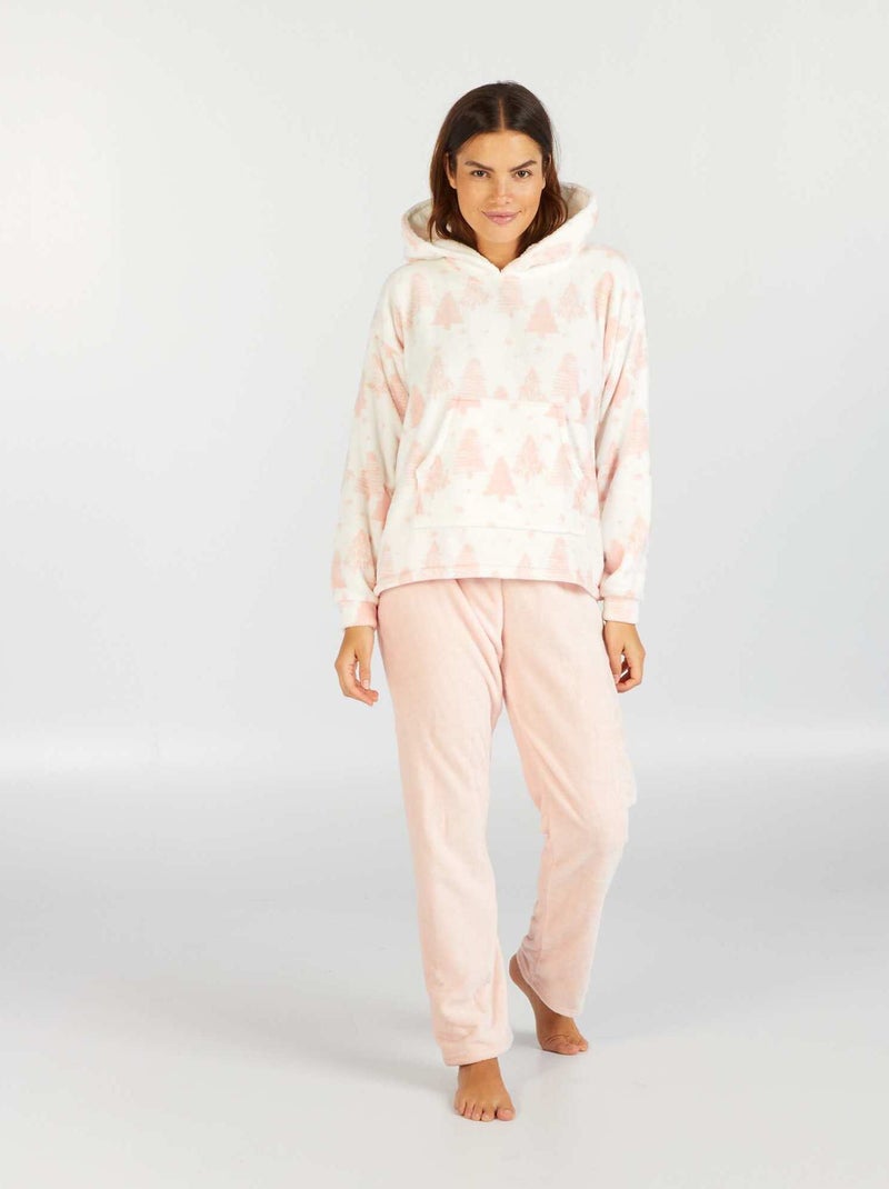Pijama - Em malha de peluche  - 2 peças BRANCO - Kiabi