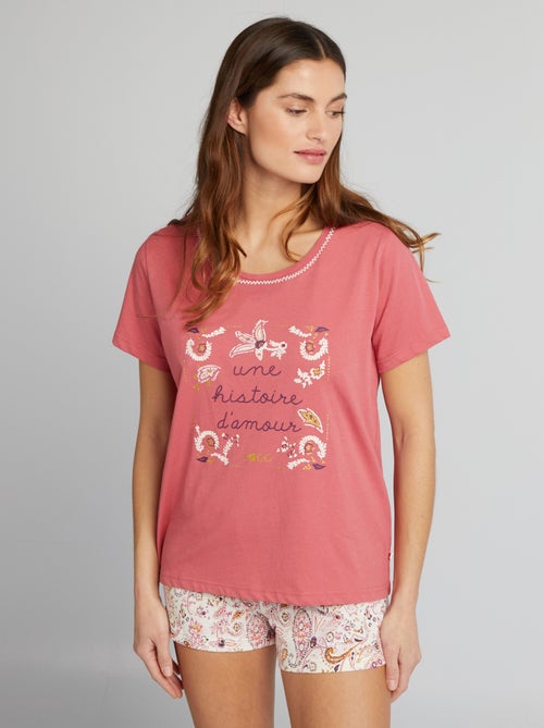 Pijama  - T-shirt + calções - 2 peças - Kiabi