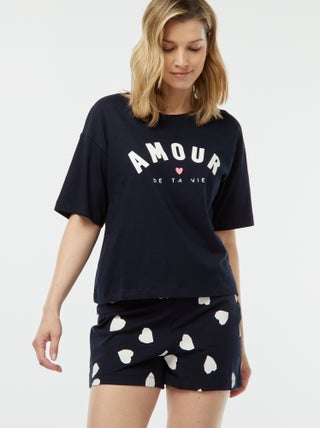 Pijama - t-shirt + calções estampados