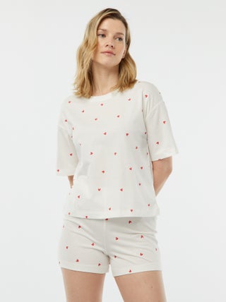 Pijama - t-shirt + calções estampados