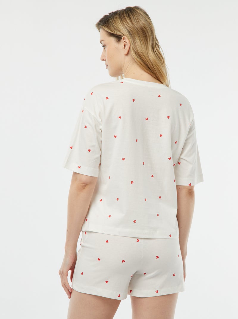 Pijama - t-shirt + calções estampados BRANCO - Kiabi