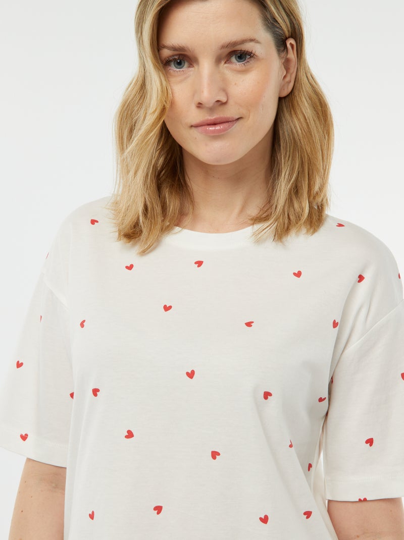 Pijama - t-shirt + calções estampados BRANCO - Kiabi