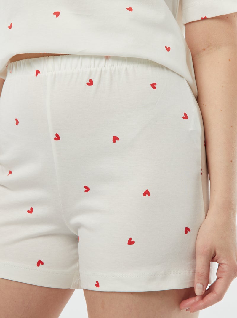Pijama - t-shirt + calções estampados BRANCO - Kiabi