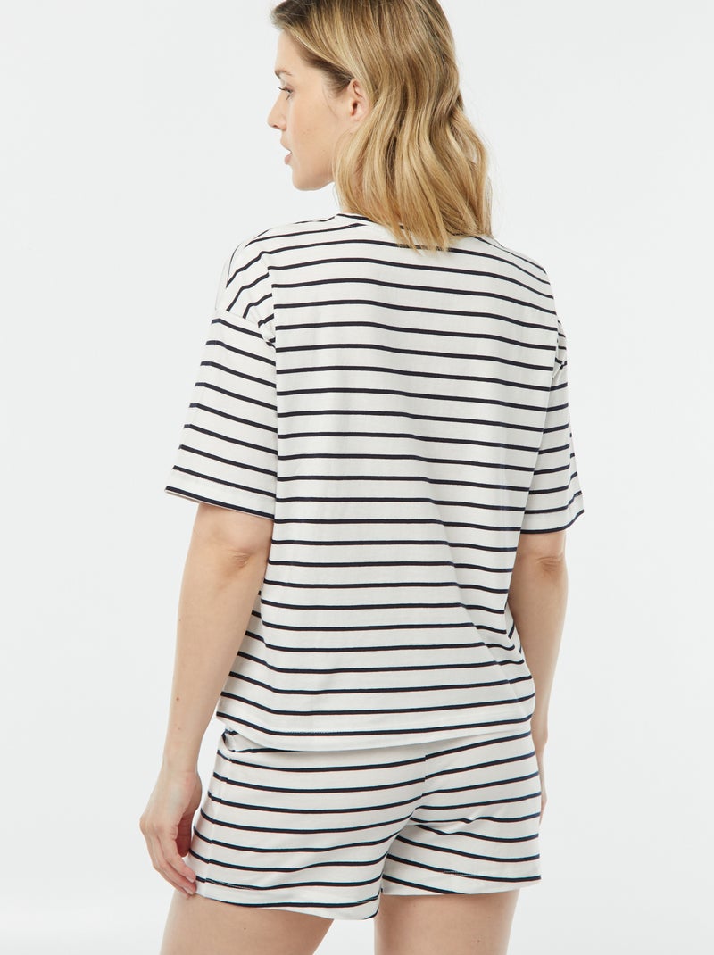 Pijama - t-shirt + calções estampados BRANCO - Kiabi