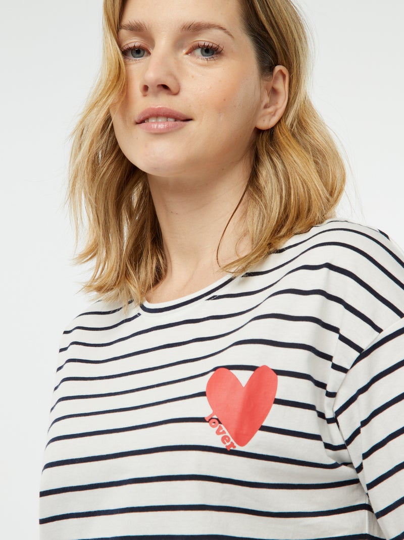 Pijama - t-shirt + calções estampados BRANCO - Kiabi