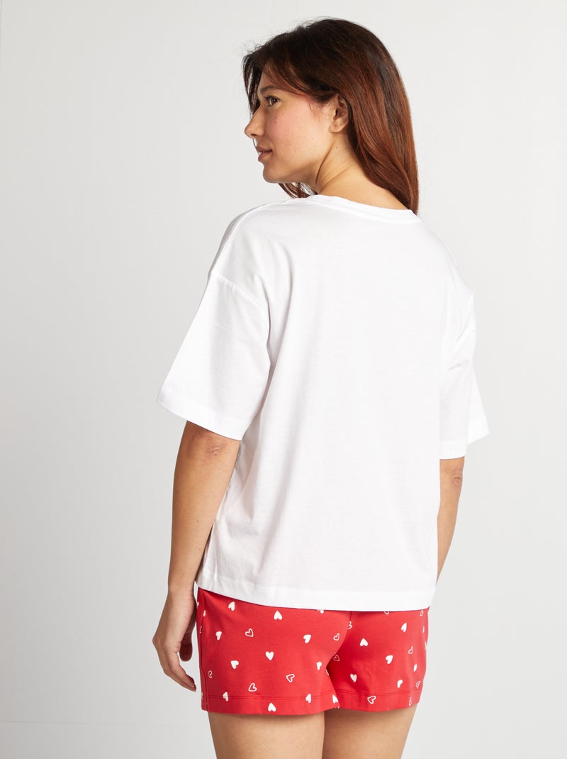 Pijama - t-shirt + calções estampados VERMELHO - Kiabi