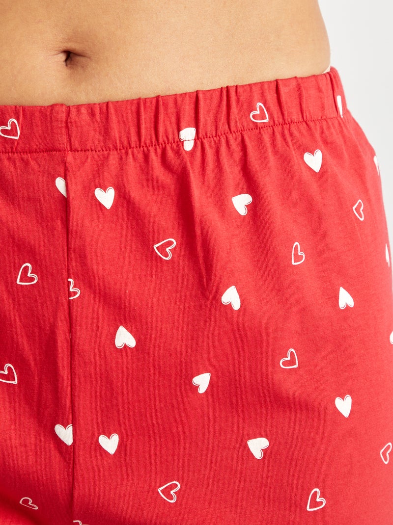 Pijama - t-shirt + calções estampados VERMELHO - Kiabi