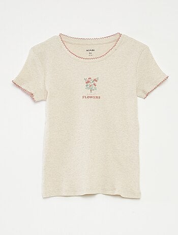 Pijama 2 peças de algodão t-shirt canelada + calças de popelina - 2 peças
