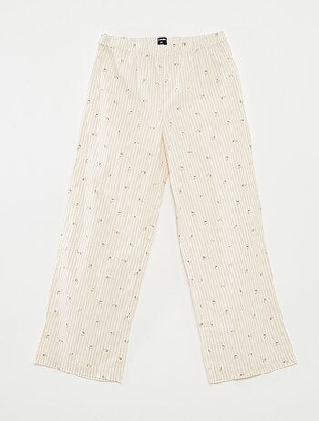 Pijama 2 peças de algodão t-shirt canelada + calças de popelina - 2 peças