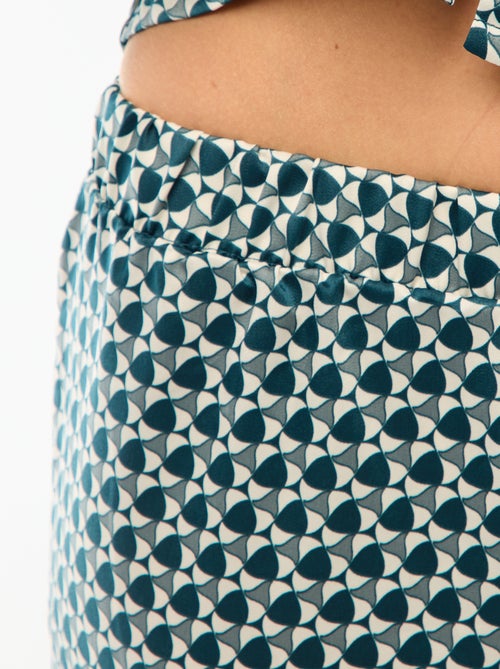 Pijama 2 peças efeito acetinado - camisa + calças - Kiabi