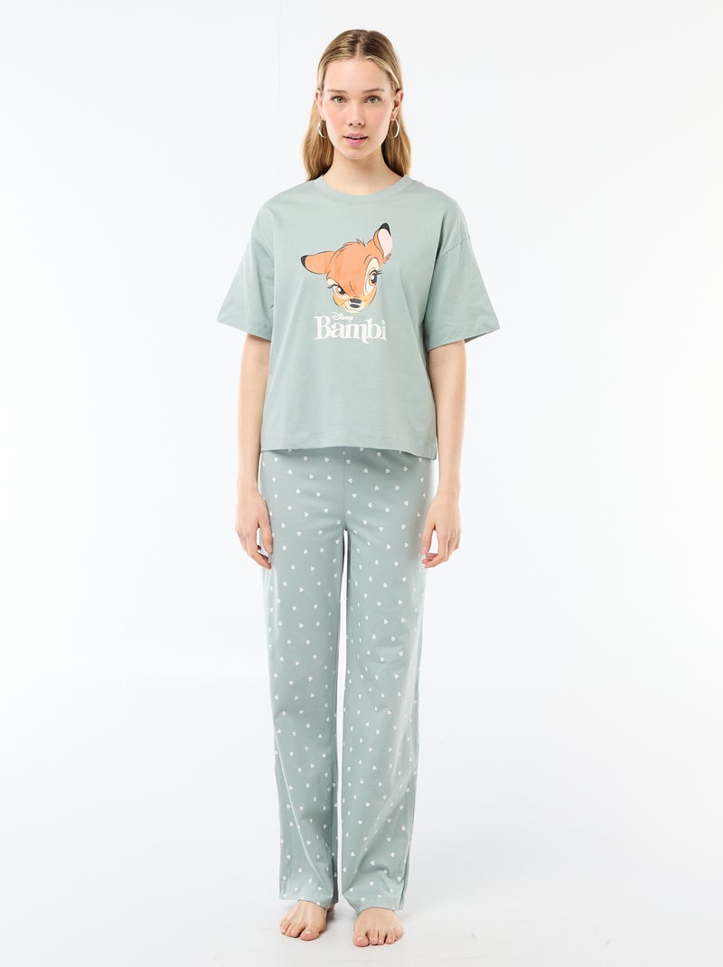 Pijama 2 peças estampado 'Bambi' Verde - Kiabi