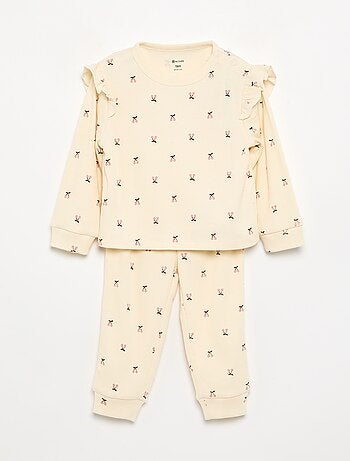 Pijama 2 peças estampado em canelado
