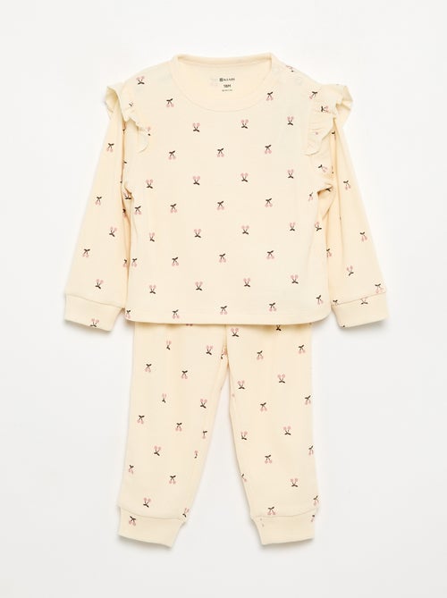Pijama 2 peças estampado em canelado - Kiabi