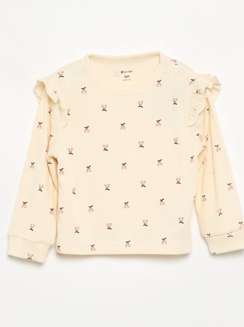 Pijama 2 peças estampado em canelado - Kiabi