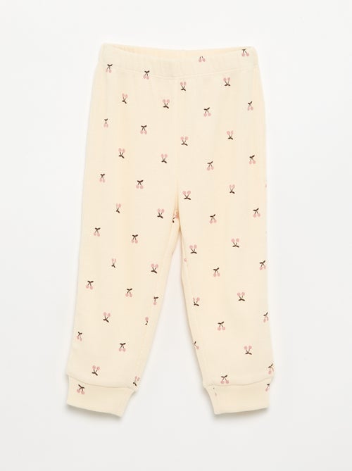 Pijama 2 peças estampado em canelado - Kiabi