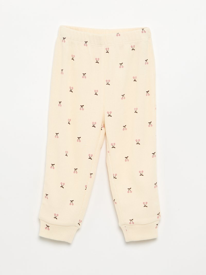 Pijama 2 peças estampado em canelado Bege - Kiabi