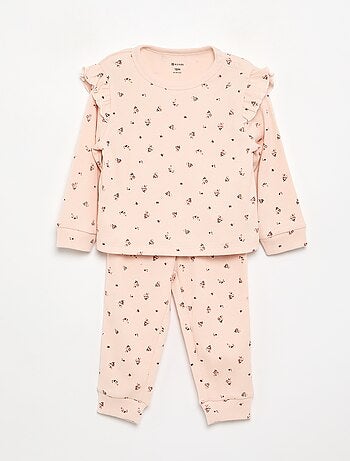 Pijama 2 peças estampado em canelado