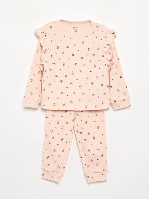 Pijama 2 peças estampado em canelado - Kiabi