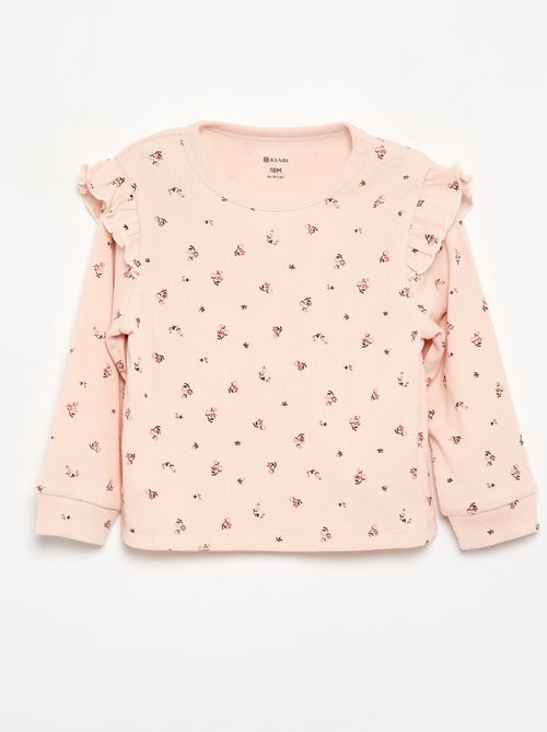 Pijama 2 peças estampado em canelado - Kiabi
