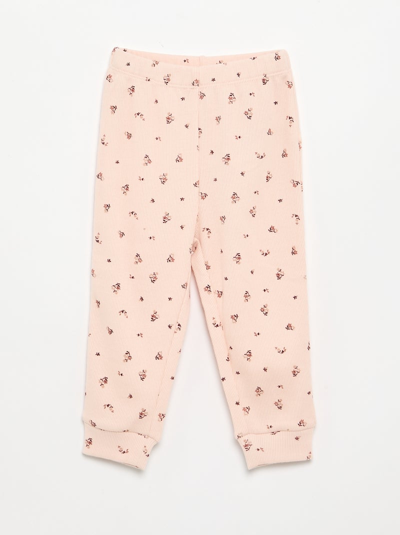 Pijama 2 peças estampado em canelado Rosa - Kiabi