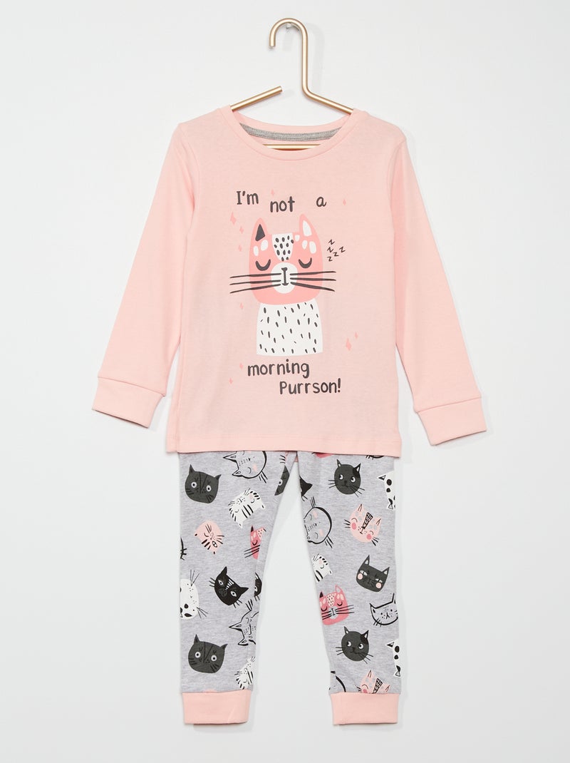 Pijama 2 peças Rosa/ Cinza - Kiabi