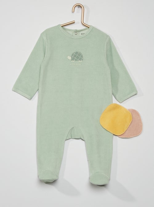 Pijama + 2 toalhitas reutilizáveis em veludo - Kiabi