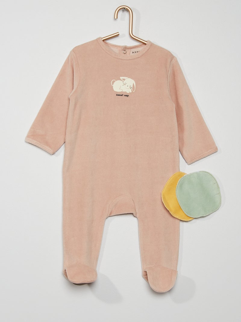 Pijama + 2 toalhitas reutilizáveis em veludo VIOLETA - Kiabi