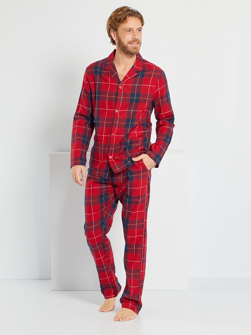 Pijama aos quadrados + saco de arrumação ROXO - Kiabi