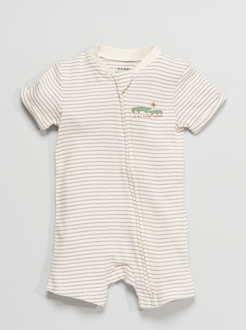 Pijama às riscas em malha nervurada - Kiabi