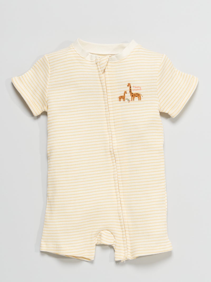 Pijama às riscas em malha nervurada BRANCO - Kiabi
