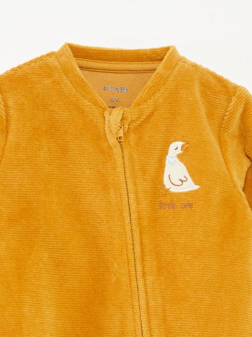 Pijama babygro em veludo com abertura com fecho - Kiabi