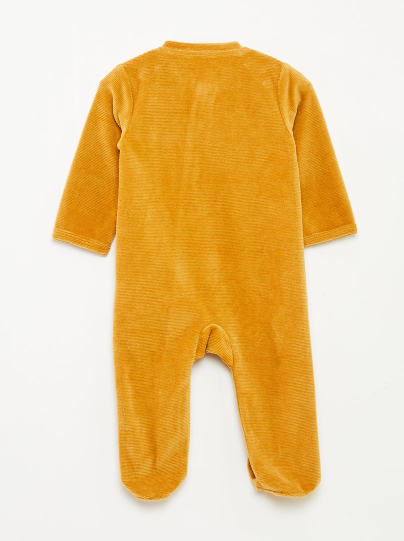Pijama babygro em veludo com abertura com fecho Amarelo - Kiabi