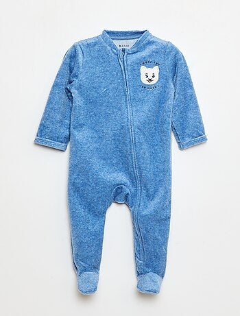 Pijama babygro em veludo com abertura com fecho