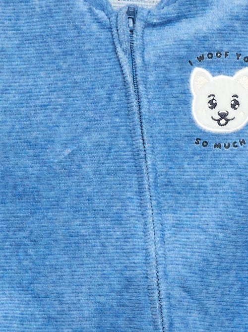 Pijama babygro em veludo com abertura com fecho - Kiabi