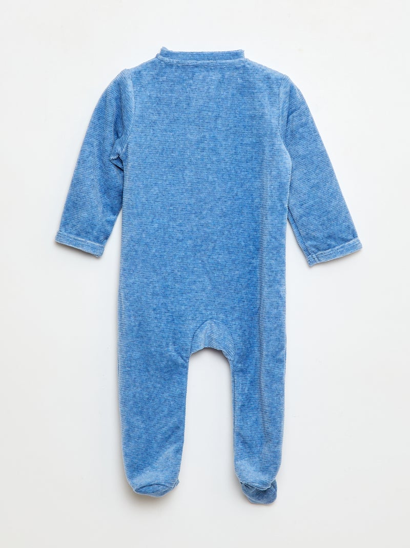 Pijama babygro em veludo com abertura com fecho Azul - Kiabi