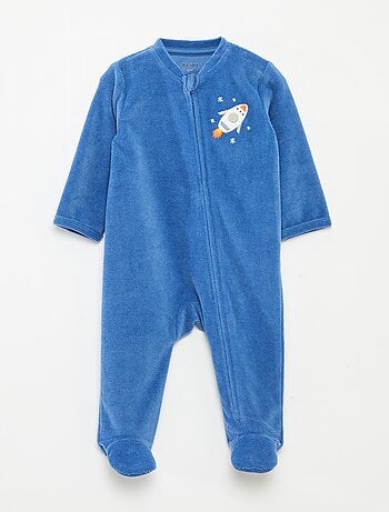 Pijama babygro em veludo com abertura com fecho