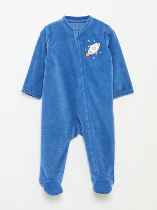 Pijama babygro em veludo com abertura com fecho - Kiabi