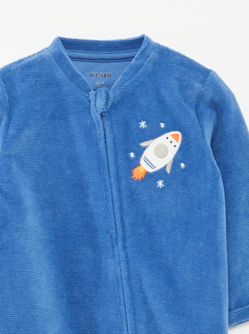 Pijama babygro em veludo com abertura com fecho - Kiabi