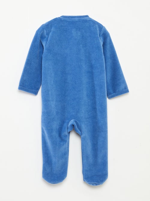 Pijama babygro em veludo com abertura com fecho - Kiabi