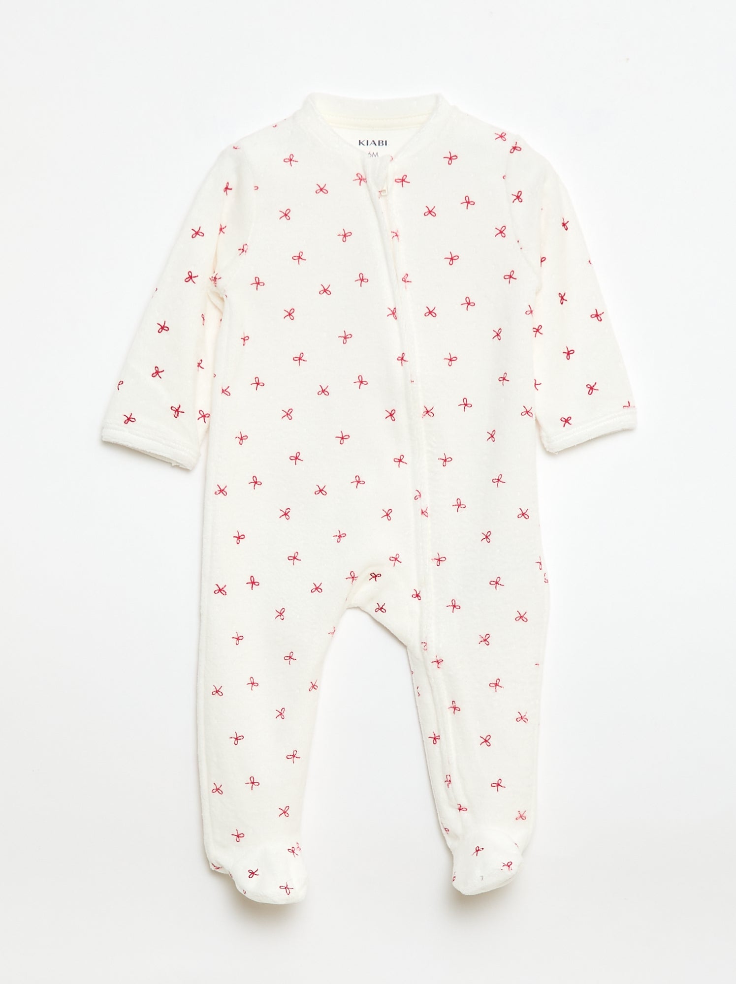 Pijama babygro em veludo com abertura com fecho
