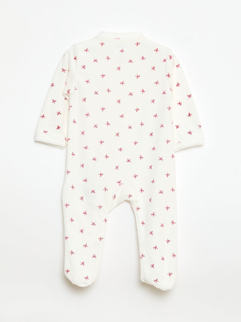 Pijama babygro em veludo com abertura com fecho Branco - Kiabi