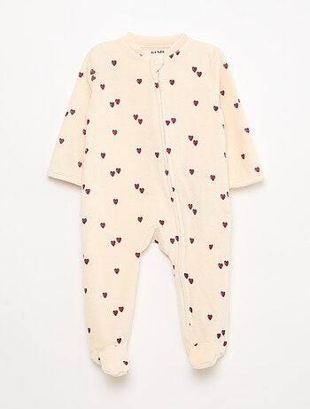 Pijama babygro em veludo com abertura com fecho