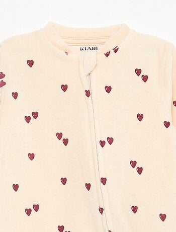 Pijama babygro em veludo com abertura com fecho