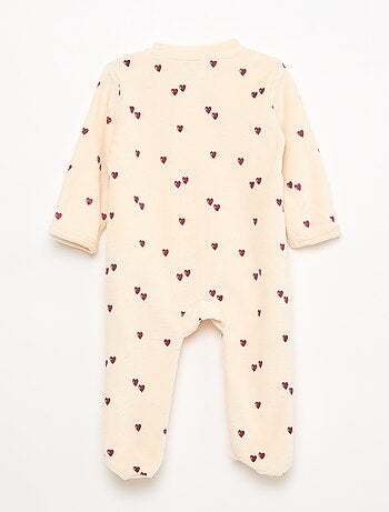 Pijama babygro em veludo com abertura com fecho