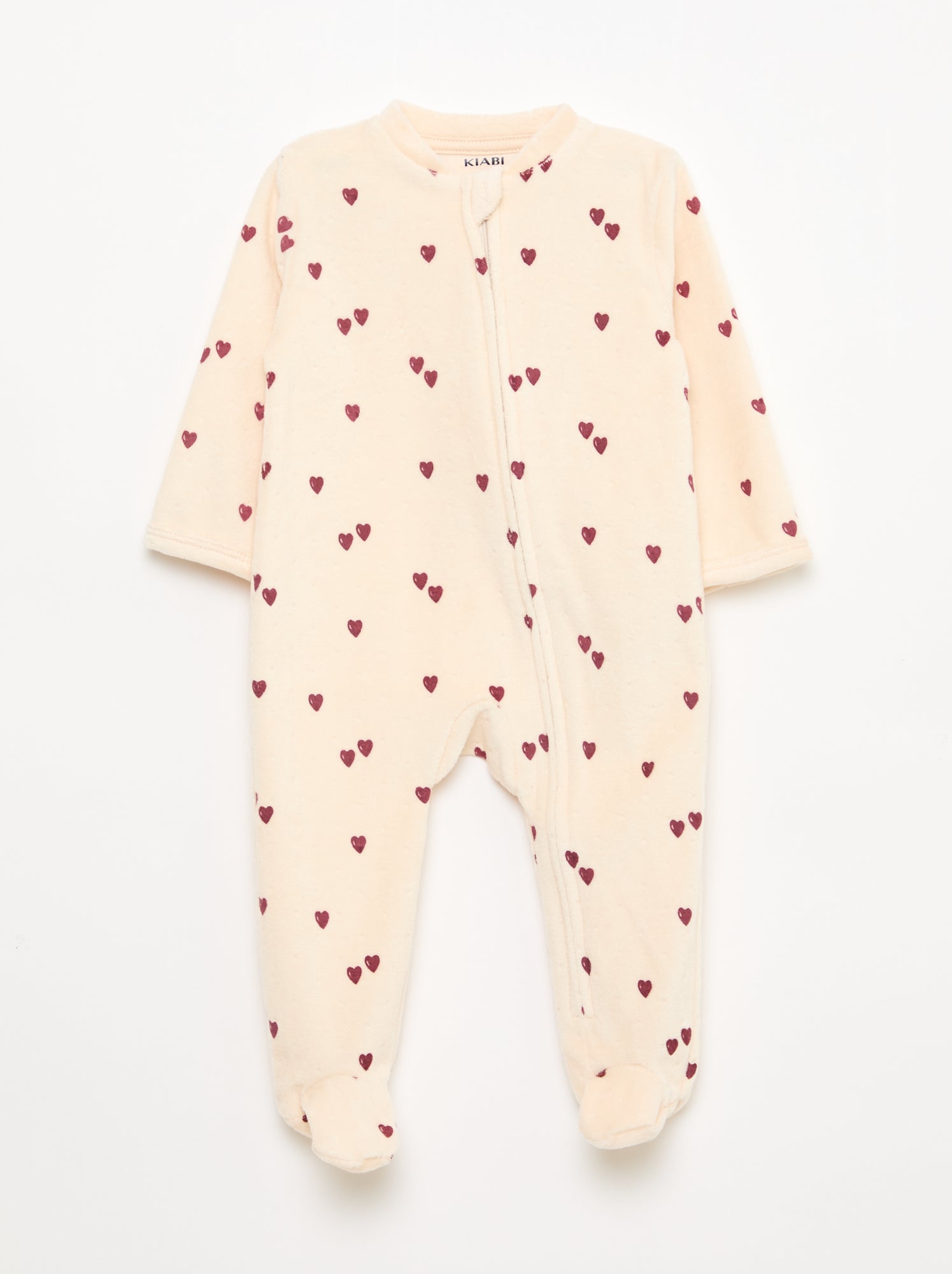 Pijama babygro em veludo com abertura com fecho