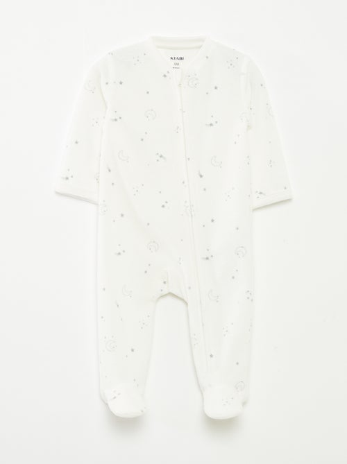 Pijama babygro em veludo com abertura com fecho - Kiabi